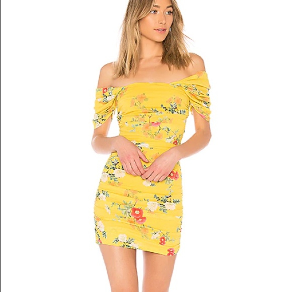 Lovers + Friends Joss Mini Yellow Floral Dress M